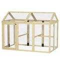 Țarc pentru Găini de Exterior din Lemn, Cușcă pentru Găini cu Uși Multiple și Plasă Metalică, 140x88.5x106 cm, Culoare Lemn