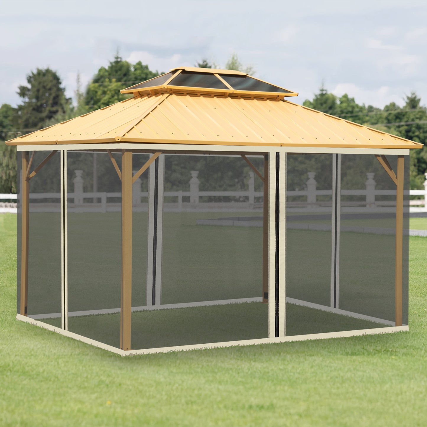 Plasa tantari Foisor 352×207 cm – Fermoar, Negru & Bej