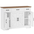 Bufet Bucătărie Rustic, Bufet cu Uși Soft-Close, 3 Sertare, 3 Rafturi Reglabile, Portaspecii, PAL, MDF, Alb