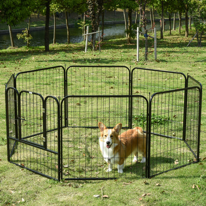 tarc Modular 8 Panouri – 79×79 cm, Metal Negru pentru Animale