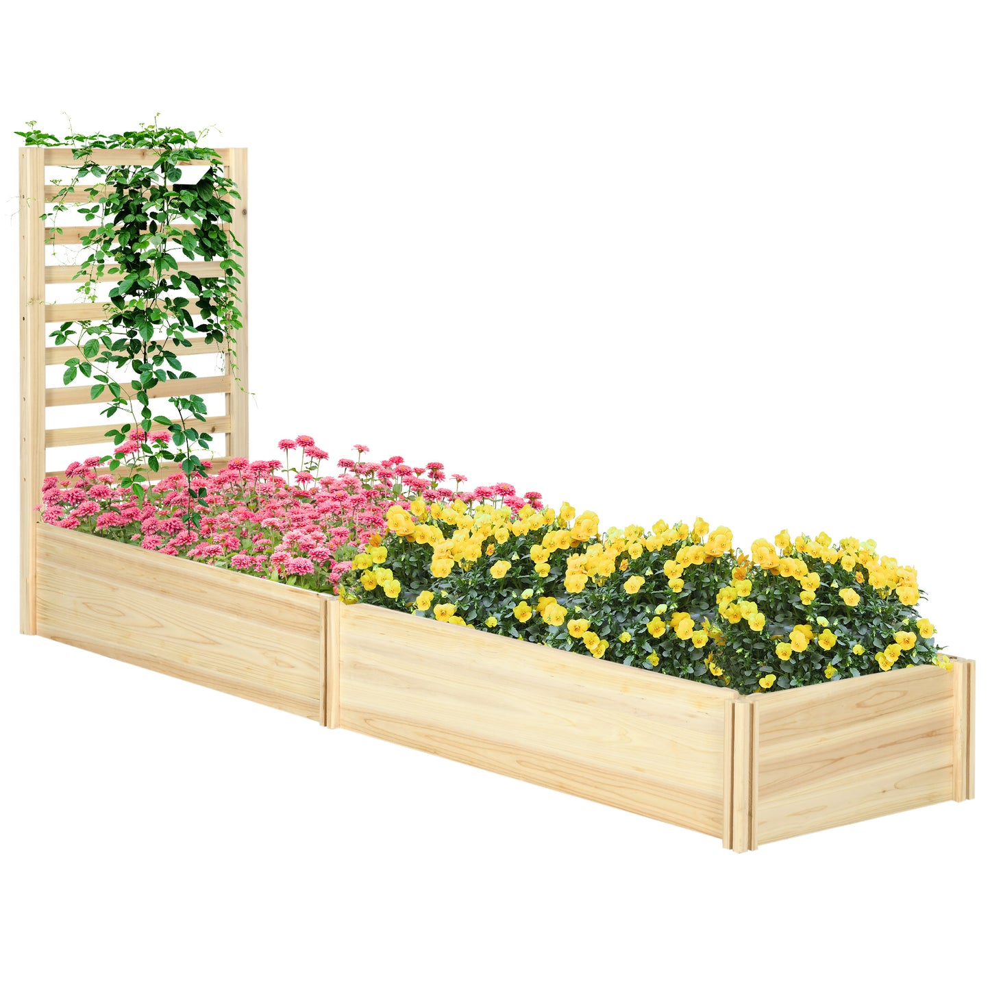 Jardinieră cu Spalier pentru Plante Cățărătoare și Bază Deschisă, din Lemn de Brad, 230x60x110 cm, Culoare Lemn