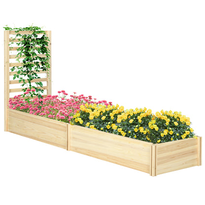 Jardinieră cu Spalier pentru Plante Cățărătoare și Bază Deschisă, din Lemn de Brad, 230x60x110 cm, Culoare Lemn