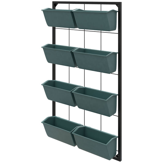 Trepte pentru Plante, 8 Ghivece Stivuibile, Rezistente la Intemperii, 52,5 x 14 x 90 cm, Gri + Negru