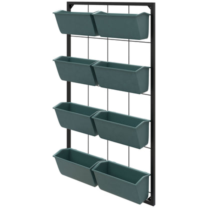 Trepte pentru Plante, 8 Ghivece Stivuibile, Rezistente la Intemperii, 52,5 x 14 x 90 cm, Gri + Negru