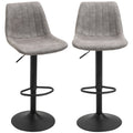 Set de 2 scaune de bar in stil industrial cu spatar din microfibra, suport pentru picioare si inaltime reglabila gri