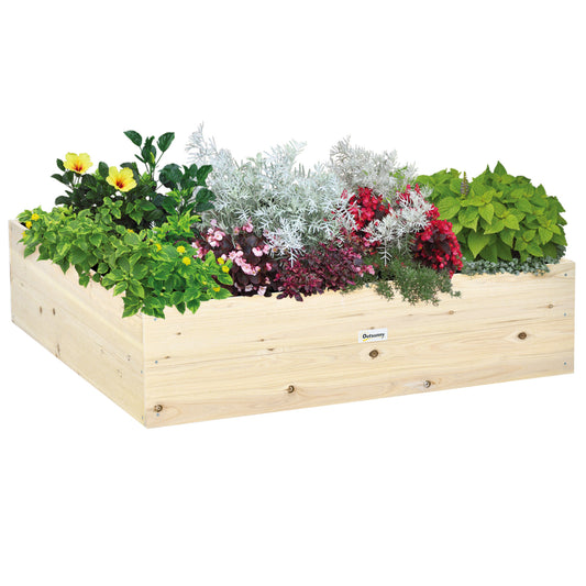 Pat pentru Gradina de Legume inaltat din Lemn, Jardiniera de Gradina pentru Plante si Legume, 117x117x30 cm