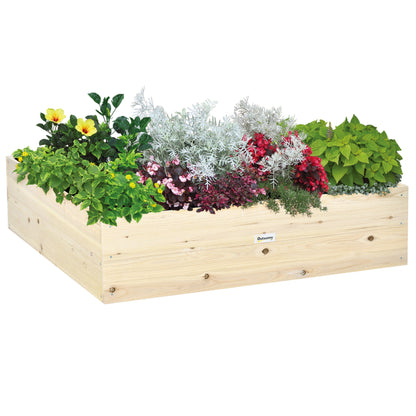 Pat pentru Gradina de Legume inaltat din Lemn, Jardiniera de Gradina pentru Plante si Legume, 117x117x30 cm