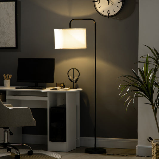 Lampadar Arcuit cu Abajur Efect In, Alb-Neagru