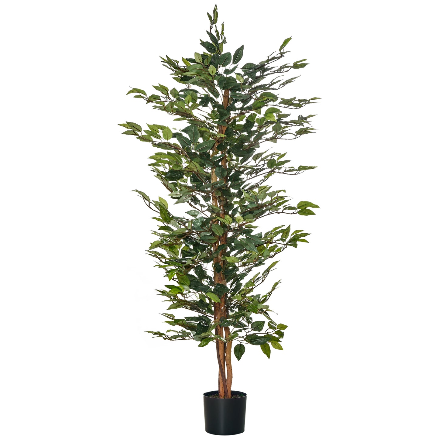Plantă Ficus Falsă, Plantă Înaltă de 150cm, Plantă Artificială Decorativă pentru Interior și Exterior, Ø17x14.5 cm, Verde