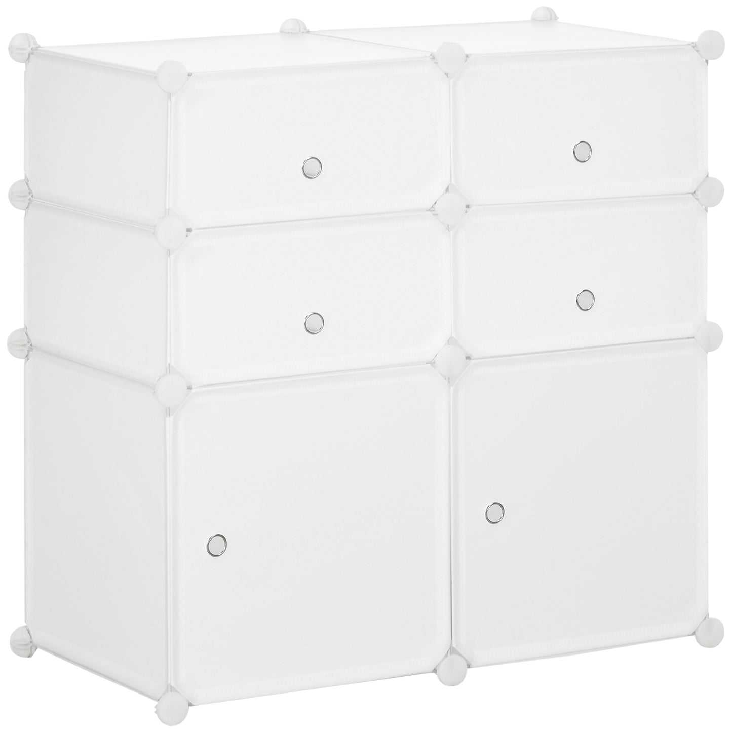 Dulap Haine Dulap Pantofi Modular din Plastic 6 Cuburi Alb, 75x37x73cm