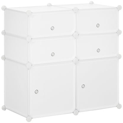Dulap Haine Dulap Pantofi Modular din Plastic 6 Cuburi Alb, 75x37x73cm