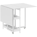 , Masă de Dining Pliabilă, Cu 2 Rafturi Deschise, PAL, Metal, 133.4cm x 80cm x 75cm, Alb
