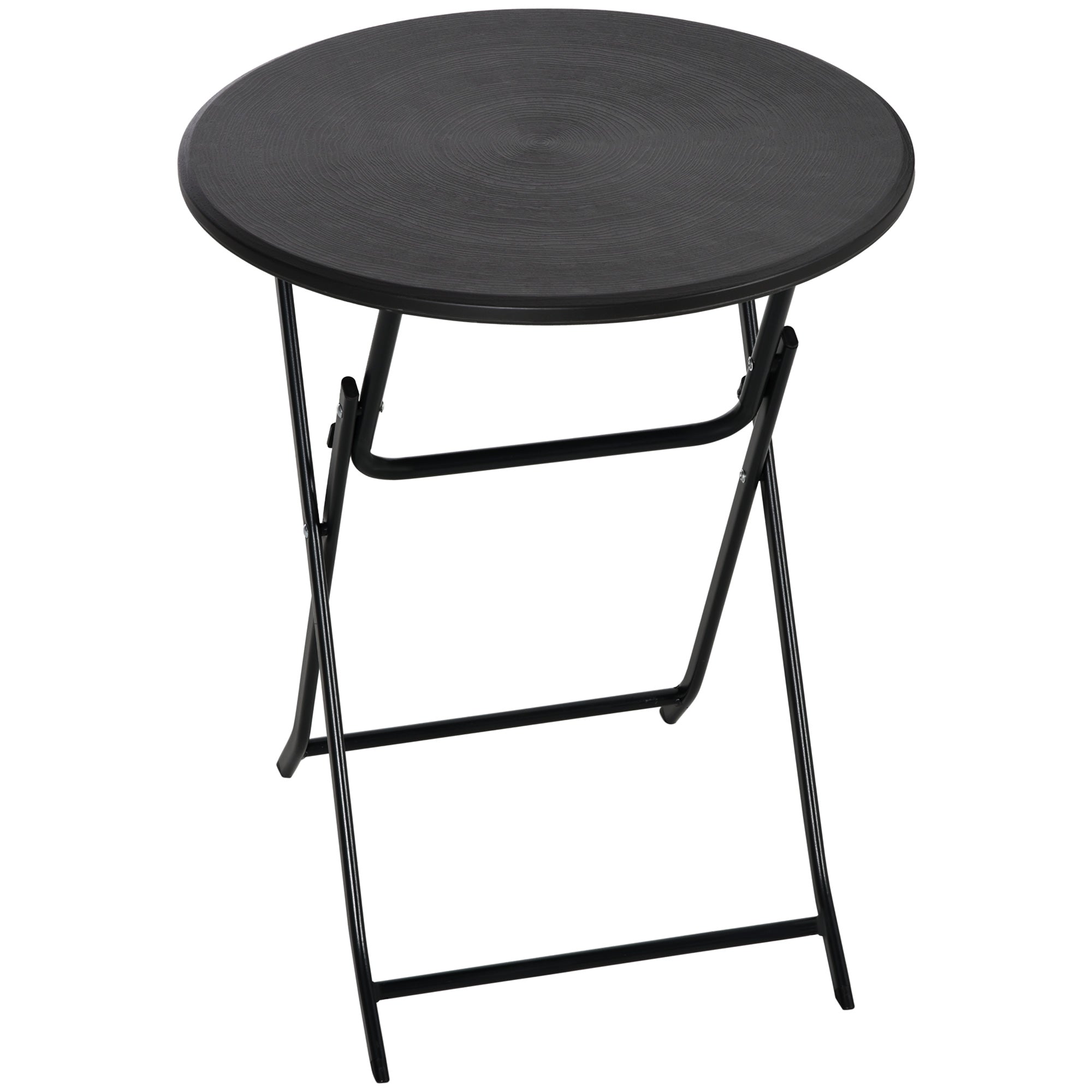 Masă de Grădină Rotundă și Pliabilă din Oțel și HDPE, Ø60x73 cm, Gri Închis