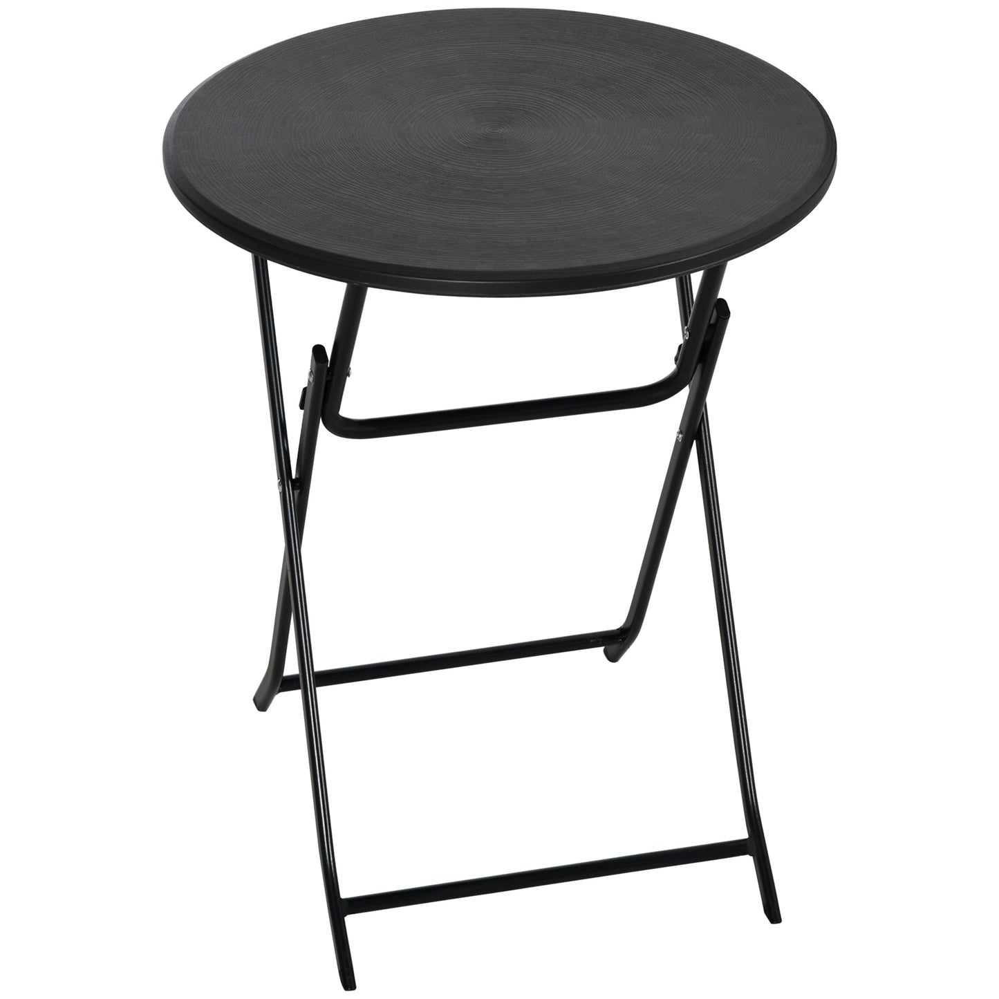 Masă de Grădină Rotundă și Pliabilă din Oțel și HDPE, Ø60x73 cm, Gri Închis