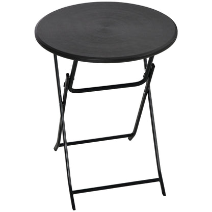 Masă de Grădină Rotundă și Pliabilă din Oțel și HDPE, Ø60x73 cm, Gri Închis