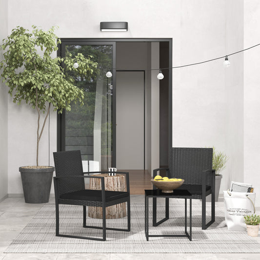 Set de cafea din ratan PP din 3 piese cu perne, Mobilier