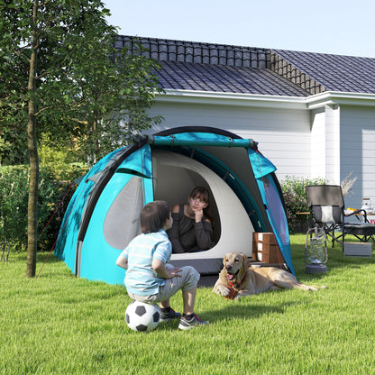 Cort de Camping pentru 3 Persoane cu Cameră, Verandă, și Geantă de Transport, 3.23x2.48x1.5 m, Albastru