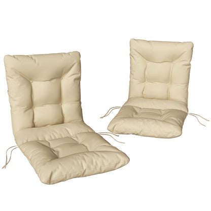 Set 2 Perne pentru Scaune de Exterior cu Curele de Fixare, din Poliester și Bumbac, 120x50x8 cm, Bej