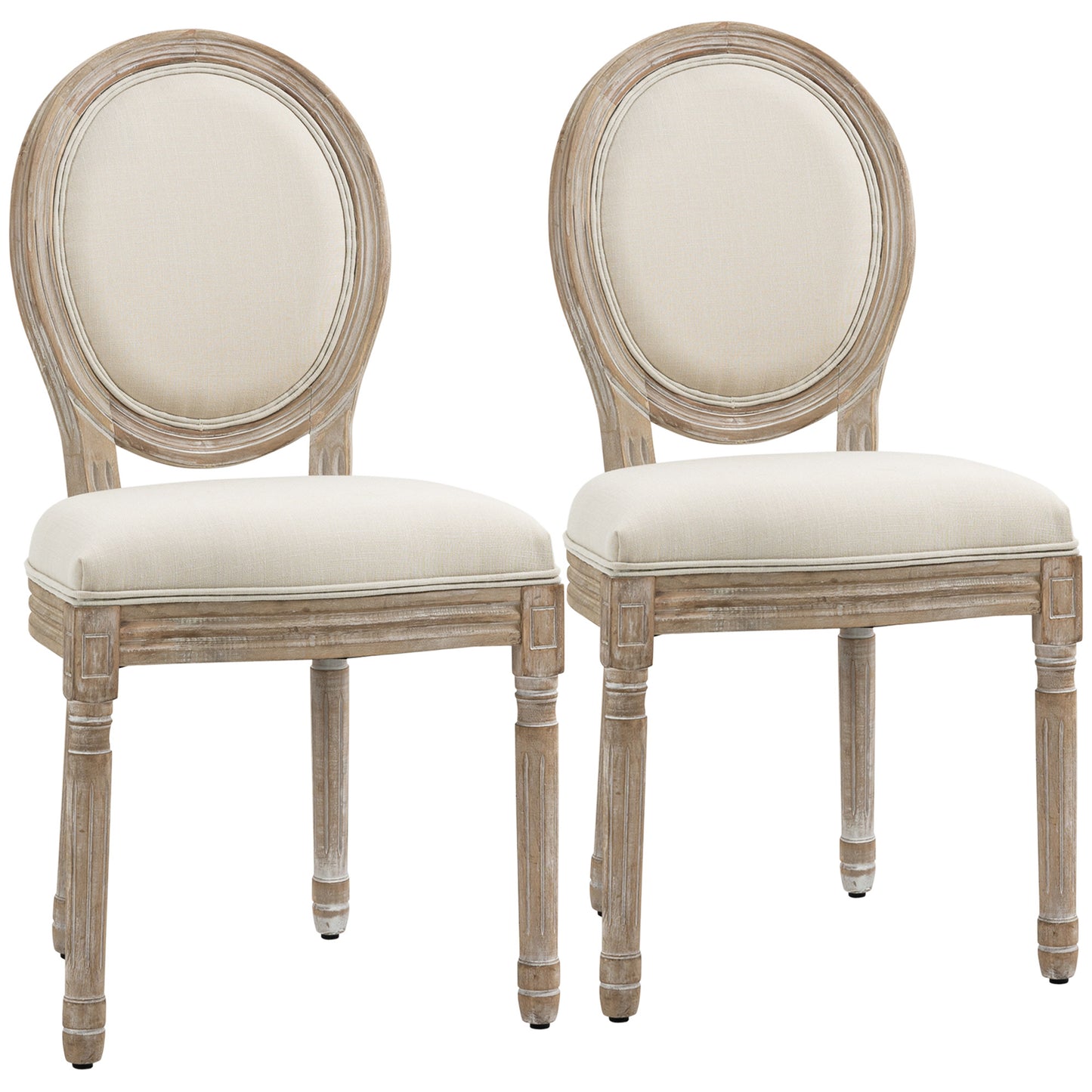 Set 2 Scaune Vintage – Capitontate, Alb, pentru Sufragerie