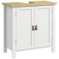 Mobilier sub-lavabo 2 usi raft reglabil 2 etaje interioare manere din PU 60 x 30 x 60 cm alb