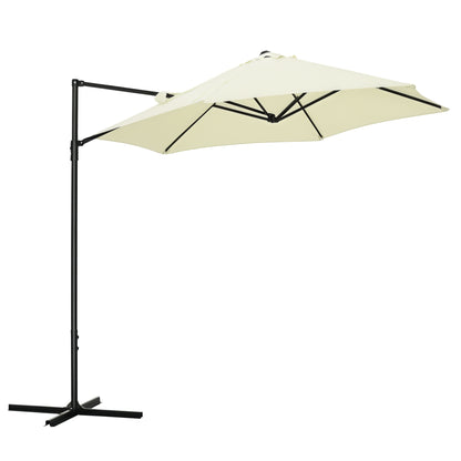Umbrelă de Grădină cu Rotație la 360°, Braț cu Bază în Cruce și Orificiu de Ventilație, Ø256x245 cm, Bej