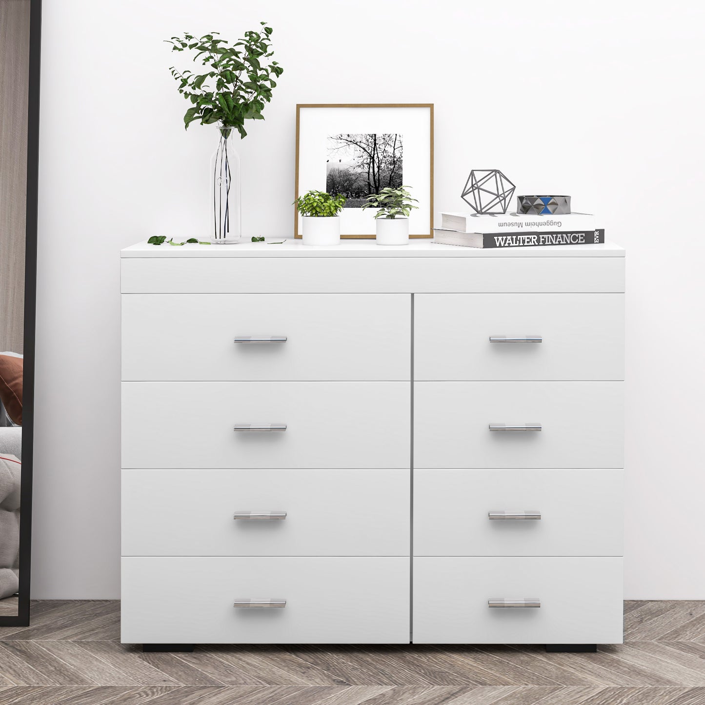 Comoda pentru Casa si Birou in Lemn, Alb, 90x35x73cm