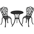 , Set Bistrou, Pentru Exterior, Aluminiu, 60 x 60 x 66 cm, Negru