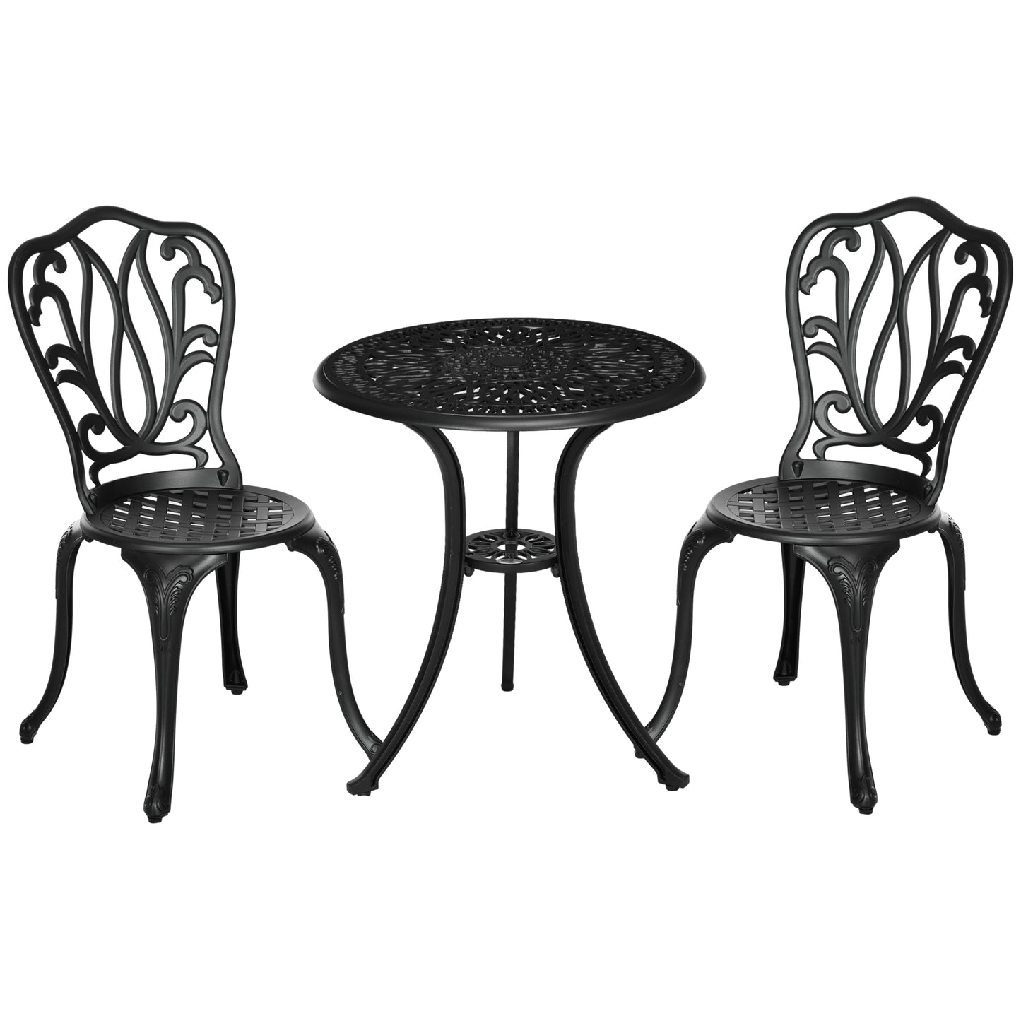 , Set Bistrou, Pentru Exterior, Aluminiu, 60 x 60 x 66 cm, Negru