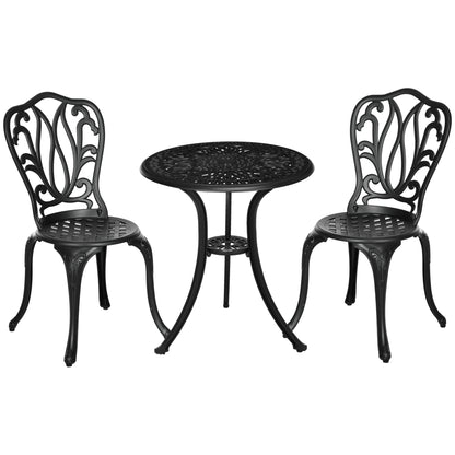 , Set Bistrou, Pentru Exterior, Aluminiu, 60 x 60 x 66 cm, Negru