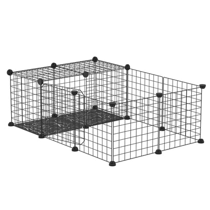 Țarc Modular pentru Iepuri și Porcușori de Guineea, cu Accesorii, 105x70x35 cm, Negru