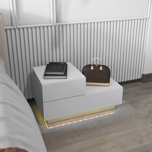 Noptiera LED RGB – 2 Sertare & Telecomanda