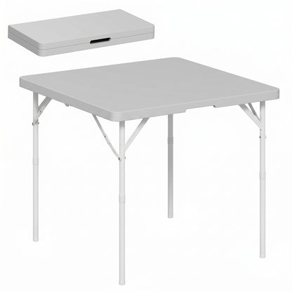 Masă de Camping Pliabilă cu 2 Înălțimi Reglabile, 86x86x74 cm, Alb