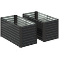 Set 2 Straturi de Grădină Înălțate, Fără Fund, din Oțel Zincat, 120x60x60 cm, Gri Închis