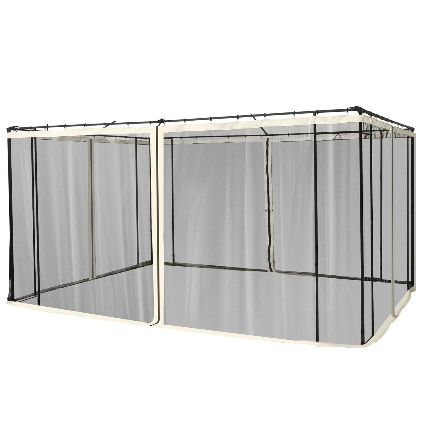 Plasa de Tantari pentru Corturi cu Perdele de Rezerva Universale cu Balamale, 335x207cm - Negru / Bej