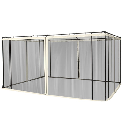 Plasa de Tantari pentru Corturi cu Perdele de Rezerva Universale cu Balamale, 335x207cm - Negru / Bej
