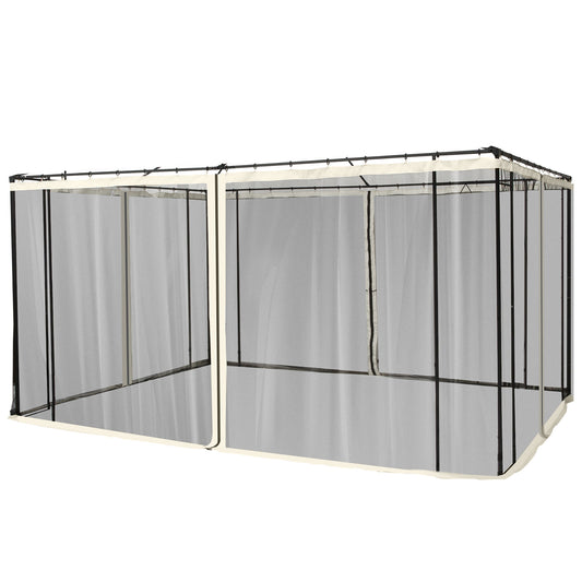 Plasa de Tantari pentru Corturi cu Perdele de Rezerva Universale cu Balamale, 335x207cm - Negru / Bej