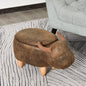 Pouf Cutie Suport pentru picioare in Forma de Bivol Capitonat 62x35x36cm Maro