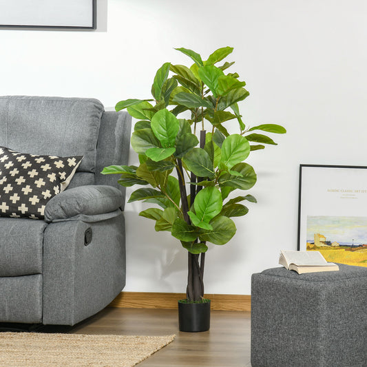 Ficus Artificial 130 cm de Interior si Exterior, Planta Artificiala cu efect Realist cu 78 de Frunze