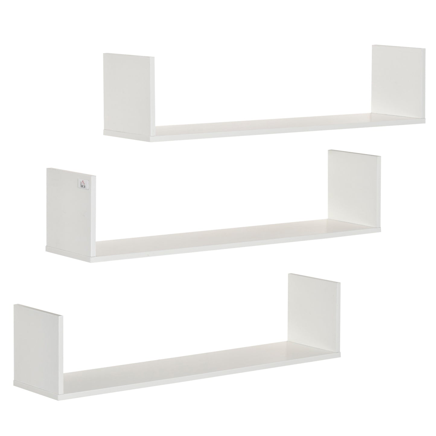 Set de 3 rafturi de perete pentru depozitare din lemn, 80x18x18 cm, alb