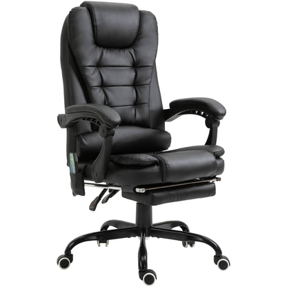 Scaun de Birou cu Masaj, Ergonomic, 7 Puncte de Vibrație, Suport pentru Picioare Retractabil, Funcție Reclinabilă și Înălțime Reglabilă, Negru