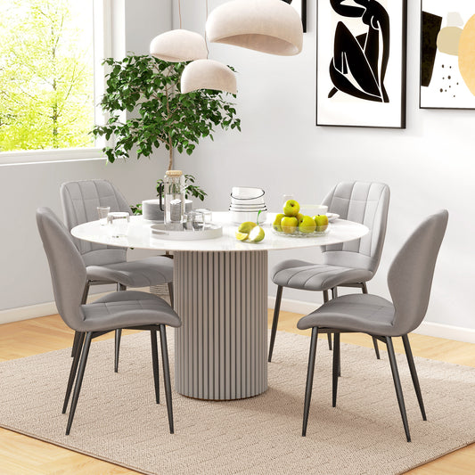 Set de 4 scaune de dining moderne pentru bucătărie și living cu tapițerie din flanel, gri