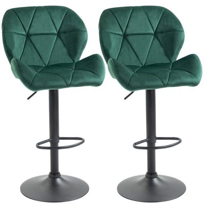 Set 2 Scaune Bar – Catifea Verde, Rotative & Reglabile