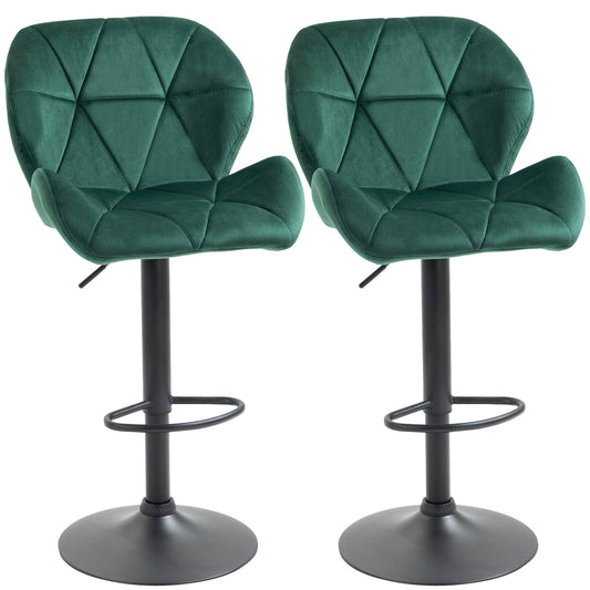 Set 2 Scaune Bar – Catifea Verde, Rotative & Reglabile
