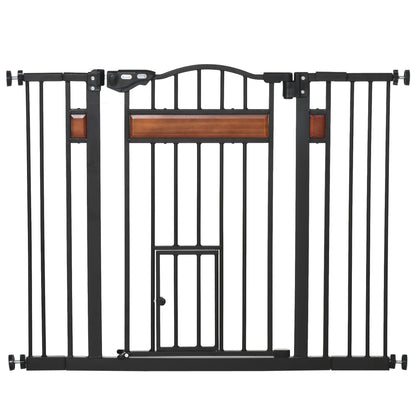 Poartă pentru câini de talie medie și mică cu închidere automată, 74-105x76,2 cm, negru