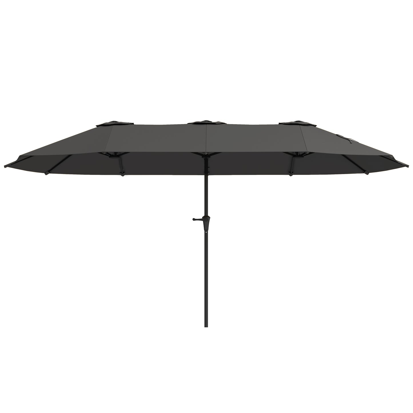 Umbrelă Dublă cu Orificii de Ventilație și Manivelă, din Metal și Poliester, 4x2,2x2,34 m, Neagră și Gri Închis