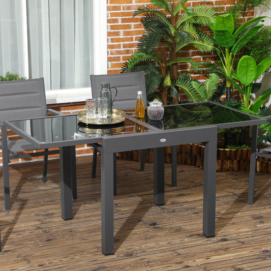 Masă de Grădină Extensibilă cu Blat din Sticlă 80-160x80x75 cm Negru