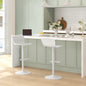 Set 2 Scaune de Bar cu Spătar Ergonomic,  Suport pentru Picioare și Șezut Rotativ, 38,5x40x76,5-97,5 cm, Alb