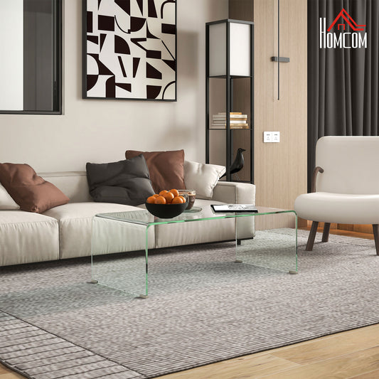 Masă Modernă din Sticlă Securizată pentru Living cu Design dintr-o Singură Piesă, 100x50x35 cm, Transparentă