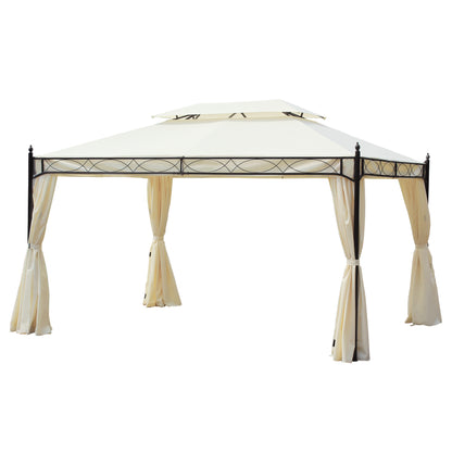 Foisor cu Dublu Acoperis si 4 Prelate Laterale, Crem, 3x4m