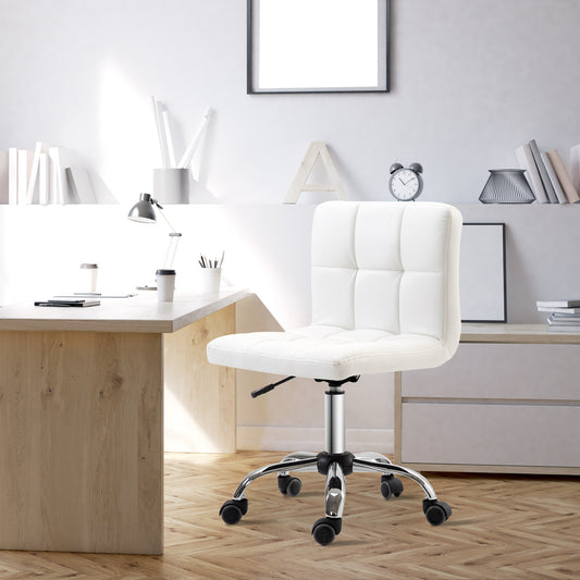 scaun rotativ din piele sintetica, 46x51x76-88cm, alb